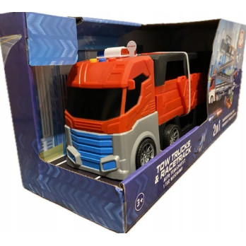 ELEFUN 2w1 Auto transporter i tor wyścigowy + 8 autek 135 cm czerwony 822
