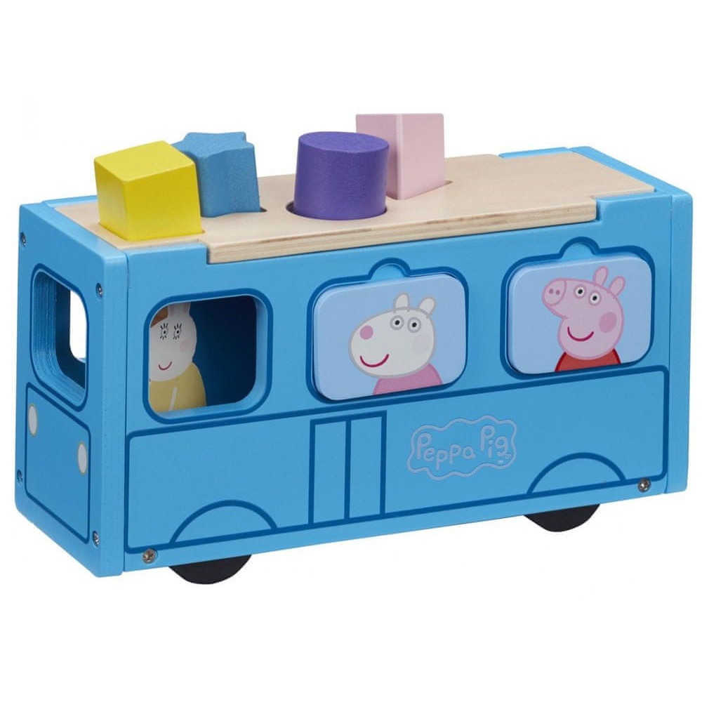 Sorter CHARACTER Świnka Peppa drewniany autobus z figurką i klockami