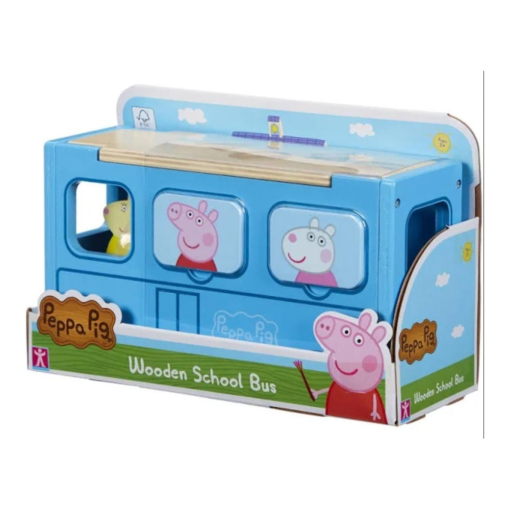 Sorter CHARACTER Świnka Peppa drewniany autobus z figurką i klockami