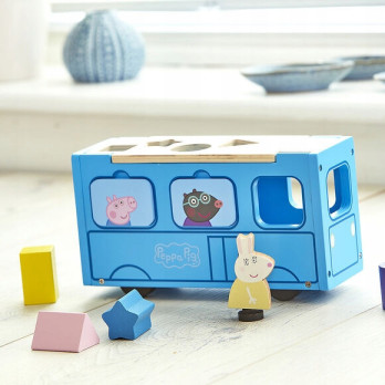 Sorter CHARACTER Świnka Peppa drewniany autobus z figurką i klockami
