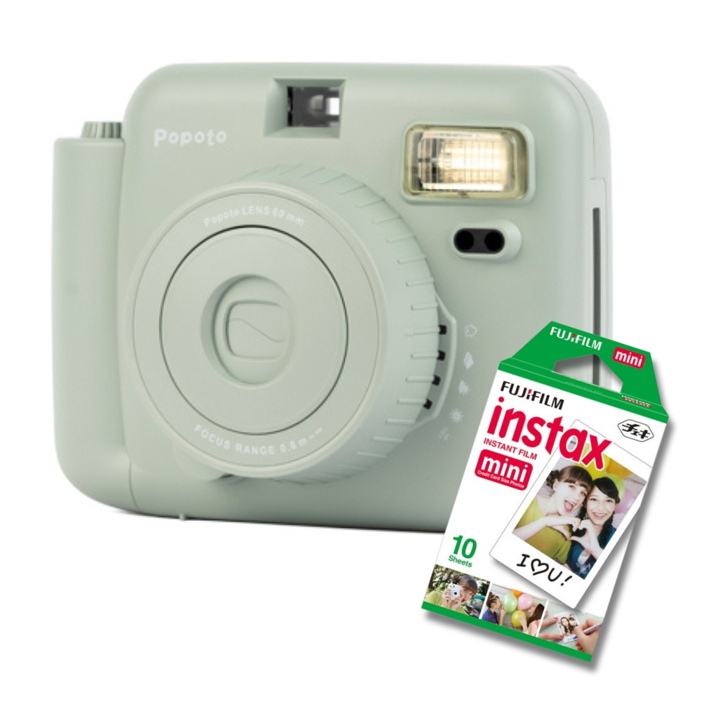 POPOTO ZIELONY APARAT NATYCHMIASTOWY Z WKŁADAMI INSTAX MINI 10 szt PREZENT