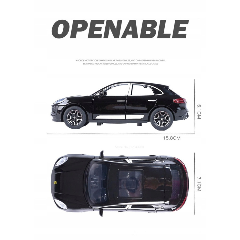 PORSCHE MACAN T METALOWY MODEL SAMOCHODU 1:32 DŹWIĘK ŚWIATŁO CZARNY PREZENT