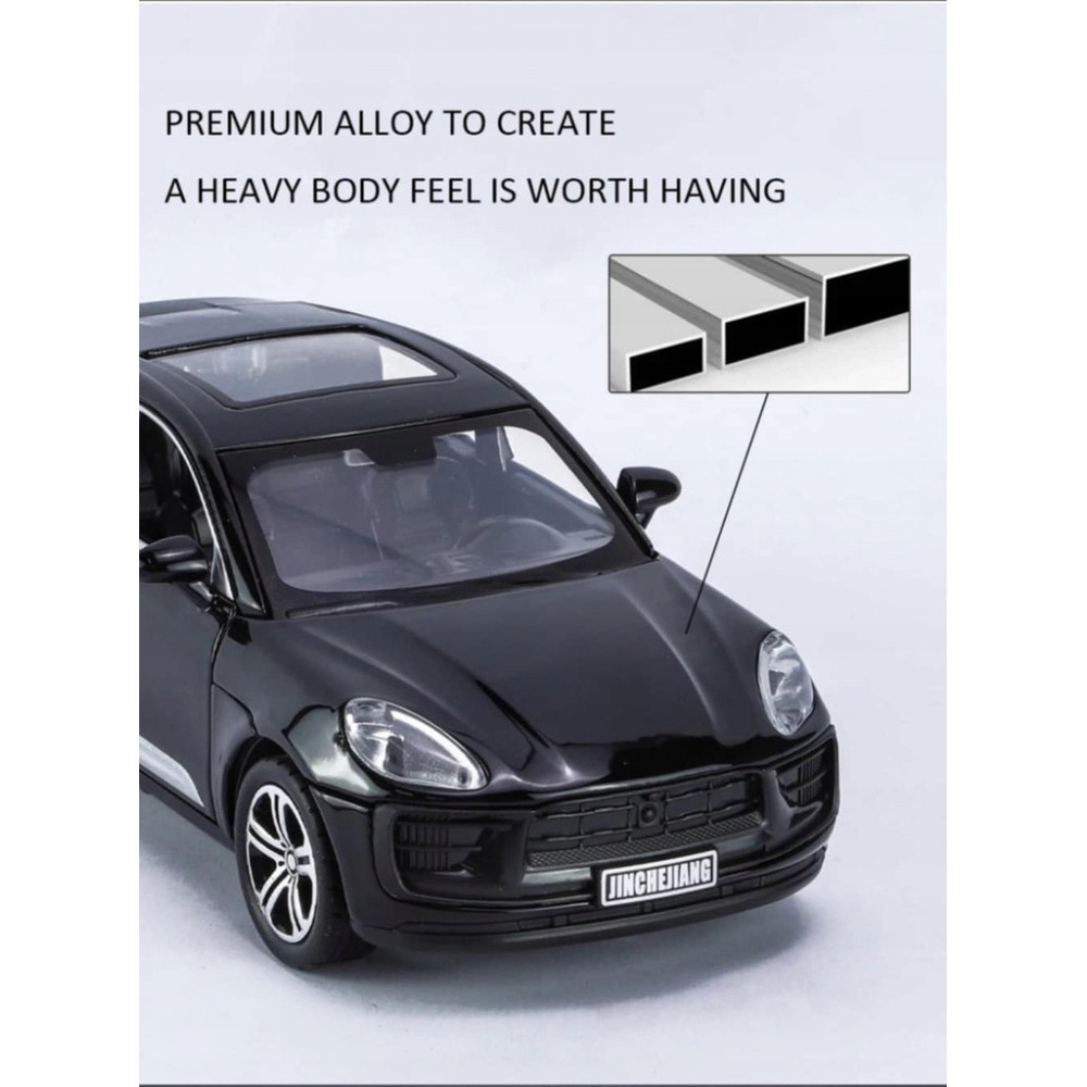 PORSCHE MACAN T METALOWY MODEL SAMOCHODU 1:32 DŹWIĘK ŚWIATŁO CZARNY PREZENT