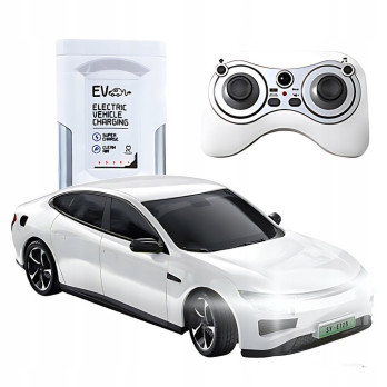 SAMOCHÓD ELEKTRYCZNY ZE STACJĄ ŁADUJĄCĄ RTR RC BIAŁY 1:16 ZABAWKA PREZENT
