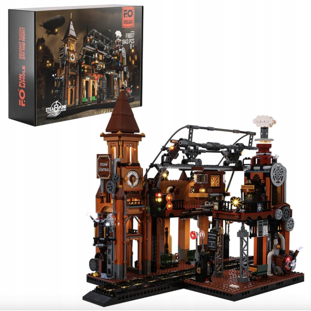 KLOCKI STACJA KOLEJOWA F9007 LED ŚWIECĄCA ZESTAW DO UŁOŻENIA 1843 KLOCKÓW