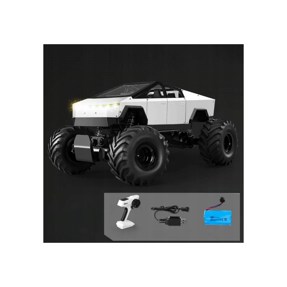 DUŻY METALOWY MODEL TESLA CYBERTRUCK PICKUP 1:8 DŹWIĘK ŚWIATŁA LED PILOT RC