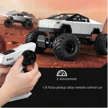 DUŻY METALOWY MODEL TESLA CYBERTRUCK PICKUP 1:8 DŹWIĘK ŚWIATŁA LED PILOT RC