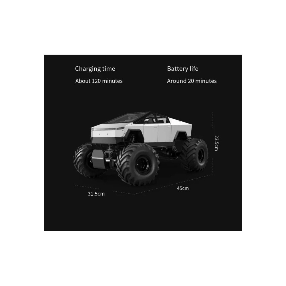 DUŻY METALOWY MODEL TESLA CYBERTRUCK PICKUP 1:8 DŹWIĘK ŚWIATŁA LED PILOT RC