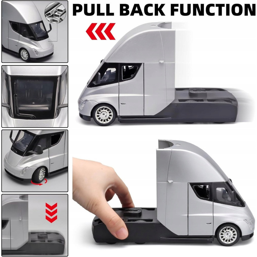TESLA SEMI ALLOUD TRUCK HEAD METALOWY MODEL 1:24 DŹWIĘK ŚWIATŁO
