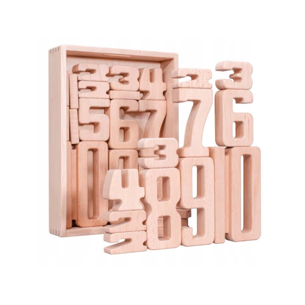 DREWNIANE CYFRY UKŁADANKA NAUKA LICZENIA PUZZLE DLA DZIECI MONTESSORI
