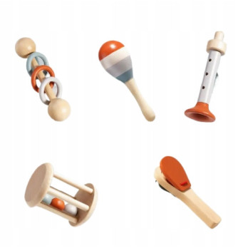 DZIECIĘCE DREWNIANE INSTRUMENTY MUZYCZNE ZESTAW DLA DZIECI MONTESSORI