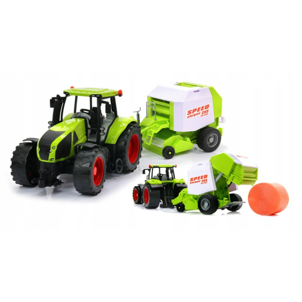 TRAKTOR Z PRASĄ DO SŁOMY CIĄGNIK ZDALNIE STEROWANY 1:24 RC POJAZDY ROLNICZE