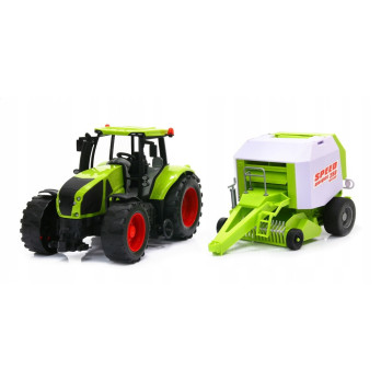 TRAKTOR Z PRASĄ DO SŁOMY CIĄGNIK ZDALNIE STEROWANY 1:24 RC POJAZDY ROLNICZE