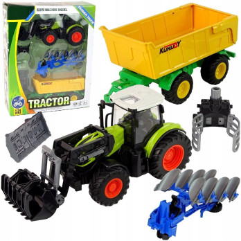 TRAKTOR CIĄGNIK Z WYMIENNYM RUCHOMYM RAMIENIEM ZABAWKA MASZYNY ROLNICZE