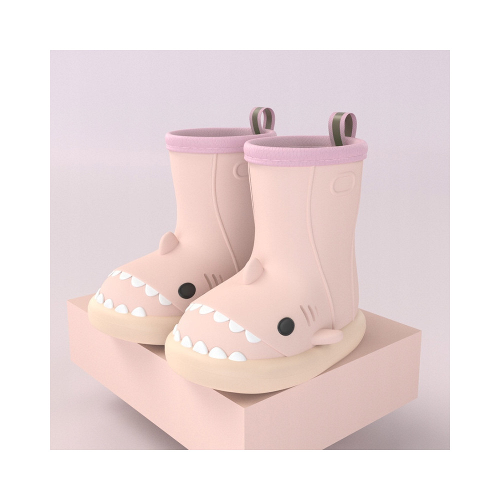 KALOSZE DZIECIĘCE REKINY SHARK GUMOWE BUTY wkładka 15cm RÓŻOWE 25-26