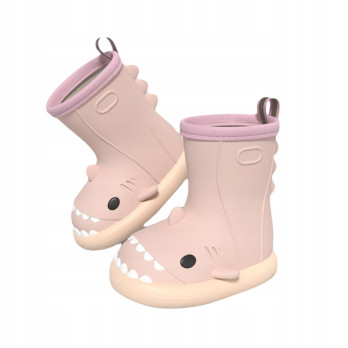 KALOSZE DZIECIĘCE REKINY SHARK GUMOWE BUTY wkładka 15cm RÓŻOWE 25-26