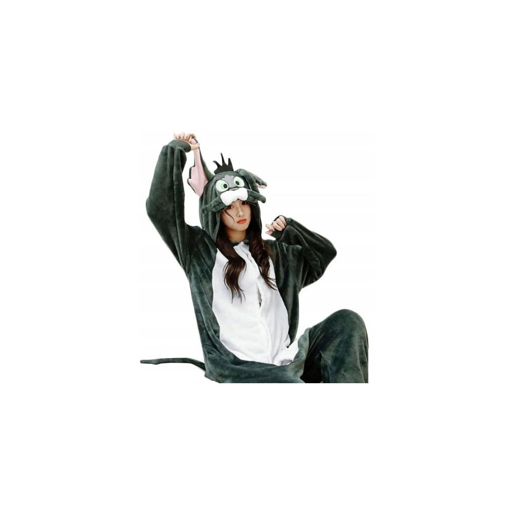 TOM JERRY KOT-EK ONESIE KOMBINEZON KIGURUMI CZARNO-BIAŁY XL