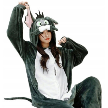 TOM JERRY KOT-EK ONESIE KOMBINEZON KIGURUMI CZARNO-BIAŁY XL