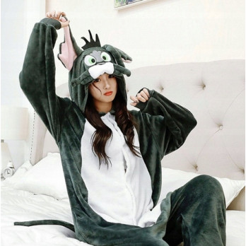 TOM JERRY KOT-EK ONESIE KOMBINEZON KIGURUMI CZARNO-BIAŁY XL