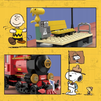SNOOPY PEANUTS KLOCKI POCIĄG LOKOMOTYWA KOLEJKA CIUCHCIA PAROWÓZ 522 KLOCKI