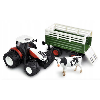 TRAKTOR ZDALNIE STEROWANY Z PRZYCZEPĄ POJAZD ROLNICZY 6644B ZABAWKA RC