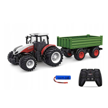 TRAKTOR ZDALNIE STEROWANY CIĄGNIK Z PRZYCZEPĄ RC 6645K GUMOWE KOŁA ŚWIATŁO