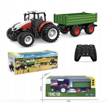 TRAKTOR ZDALNIE STEROWANY CIĄGNIK Z PRZYCZEPĄ RC 6645K GUMOWE KOŁA ŚWIATŁO