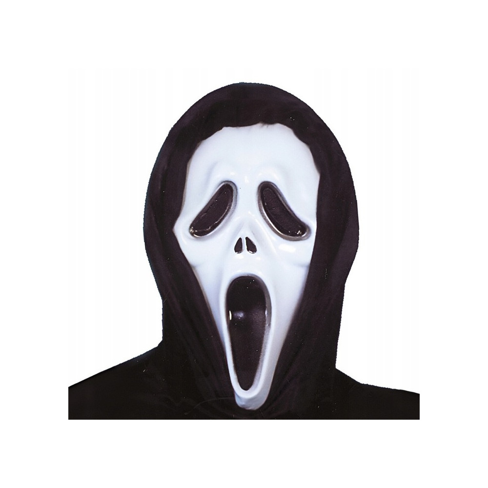 MASKA HALLOWEEN KRZYK DUCH Z KAPTUREM HORROR PRZEBRANIE KOSTIUM BIAŁA