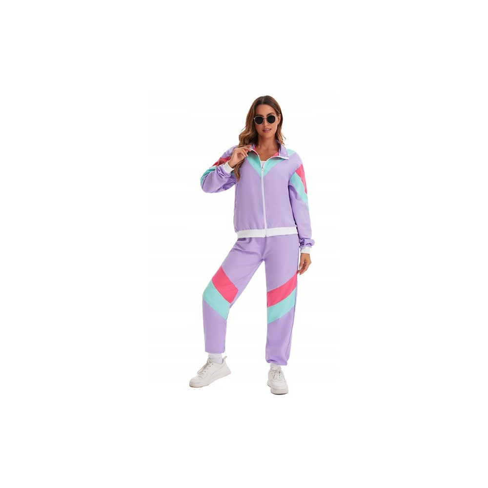 STRÓJ DRES FIOLETOWY RETRO DRESY LATA 70 80 KOSTIUM DISCO PRZEBRANIE XXL