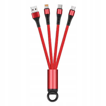 KABEL DO ŁADOWANIA 3w1 USB MICRO TYP-C Lightning BRELOK