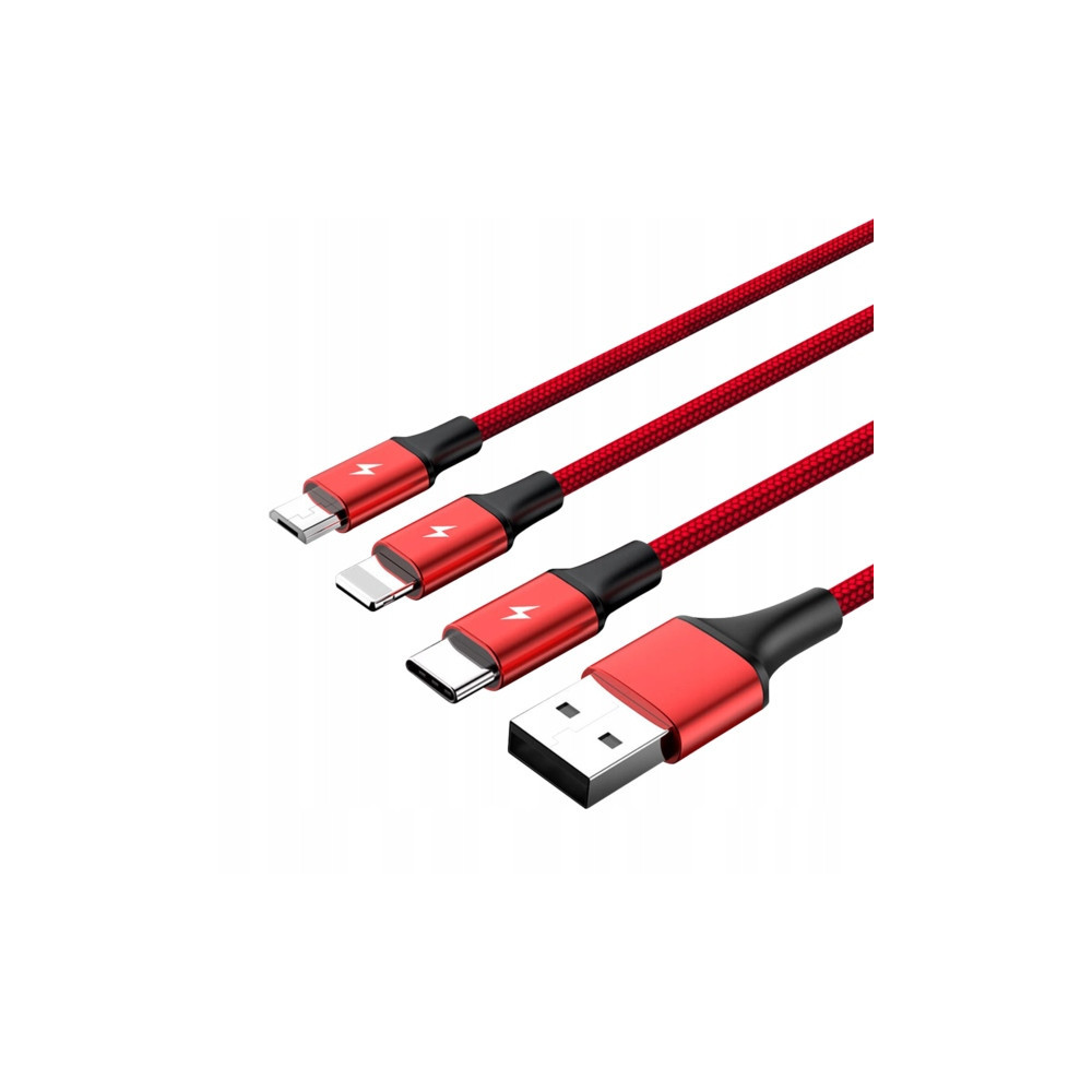 KABEL DO ŁADOWANIA 3w1 USB MICRO TYP-C Lightning BRELOK