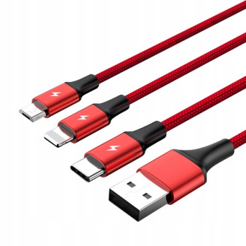 KABEL DO ŁADOWANIA 3w1 USB MICRO TYP-C Lightning BRELOK
