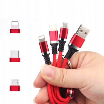 KABEL DO ŁADOWANIA 3w1 USB MICRO TYP-C Lightning BRELOK