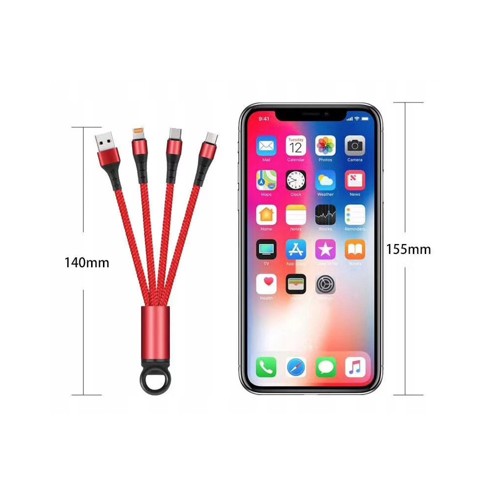 KABEL DO ŁADOWANIA 3w1 USB MICRO TYP-C Lightning BRELOK