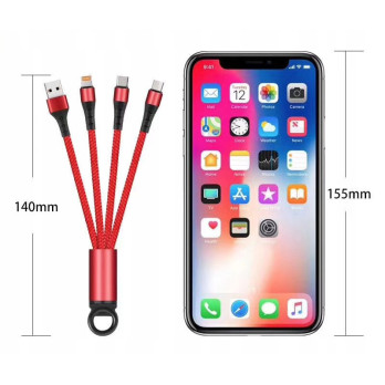 KABEL DO ŁADOWANIA 3w1 USB MICRO TYP-C Lightning BRELOK