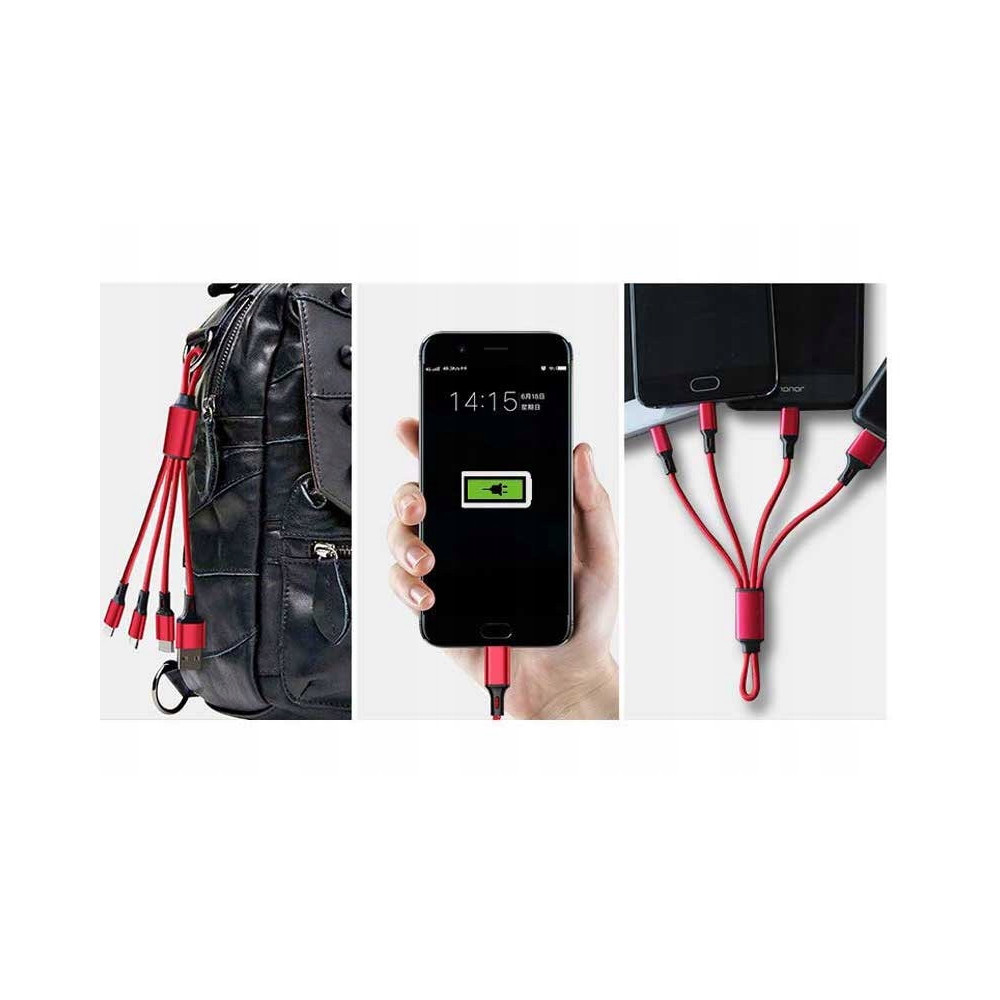KABEL DO ŁADOWANIA 3w1 USB MICRO TYP-C Lightning BRELOK