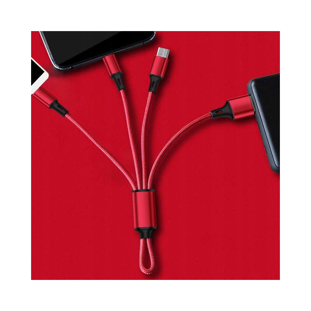 KABEL DO ŁADOWANIA 3w1 USB MICRO TYP-C Lightning BRELOK