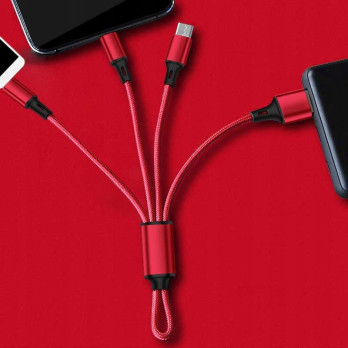 KABEL DO ŁADOWANIA 3w1 USB MICRO TYP-C Lightning BRELOK