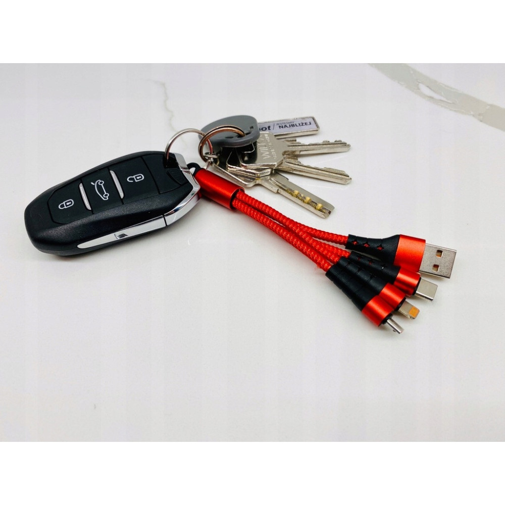 KABEL DO ŁADOWANIA 3w1 USB MICRO TYP-C Lightning BRELOK