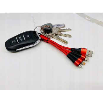 KABEL DO ŁADOWANIA 3w1 USB MICRO TYP-C Lightning BRELOK