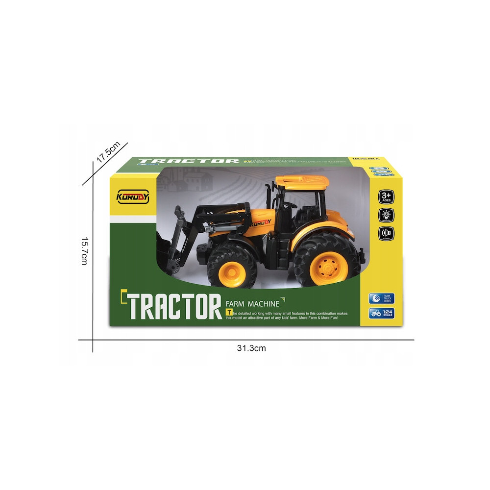TRAKTOR Z ŁADOWARKĄ CZOŁOWĄ GUMOWE KOŁA ZABAWKA POJAZDY ROLNICZE