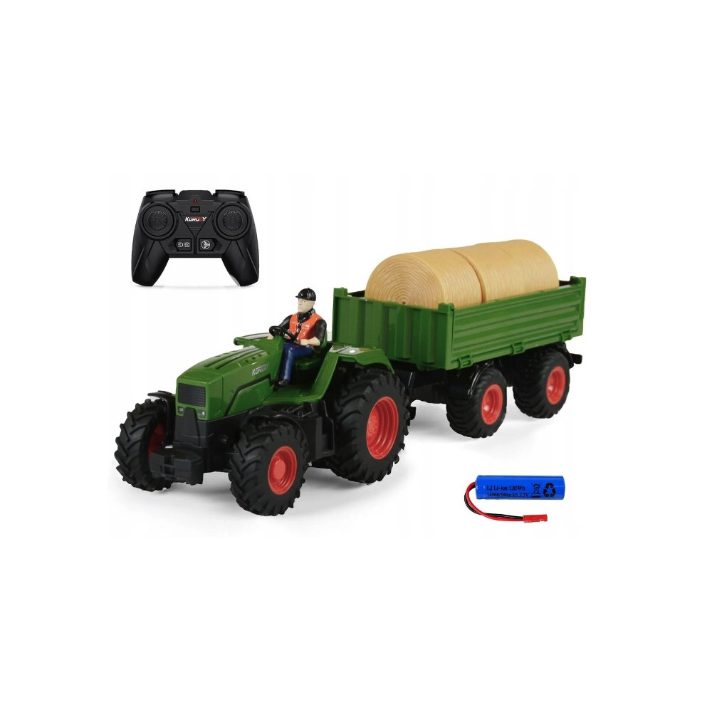 TRAKTOR ZDALNIE STEROWANY CIĄGNIK Z PRZYCZEPĄ FIGURKA GUMOWE KOŁA ZABAWKA