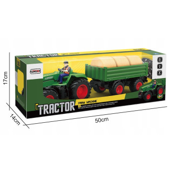 TRAKTOR ZDALNIE STEROWANY CIĄGNIK Z PRZYCZEPĄ FIGURKA GUMOWE KOŁA ZABAWKA
