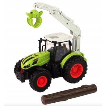 TRAKTOR ZIELONY ZDALNIE STEROWANY CHWYTAK DREWNO GUMOWE KOŁA ZABAWKA RC