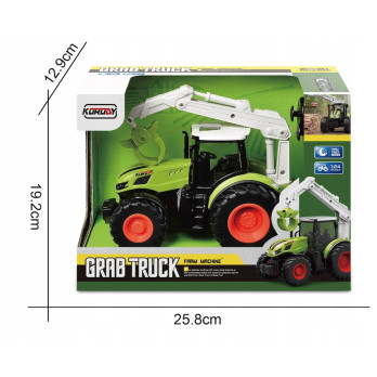 TRAKTOR ZIELONY ZDALNIE STEROWANY CHWYTAK DREWNO GUMOWE KOŁA ZABAWKA RC
