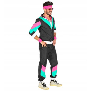 STRÓJ DRES CZARNY RETRO DRESY LATA 70 80 KOSTIUM DISCO PRZEBRANIE L
