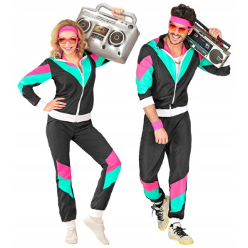 STRÓJ DRES CZARNY RETRO DRESY LATA 70 80 KOSTIUM DISCO PRZEBRANIE S