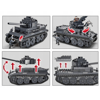 KLOCKI DUŻY CZOŁG PZKPFW 38 WOJSKO ARMATA DZIAŁO 814 KLOCKÓW
