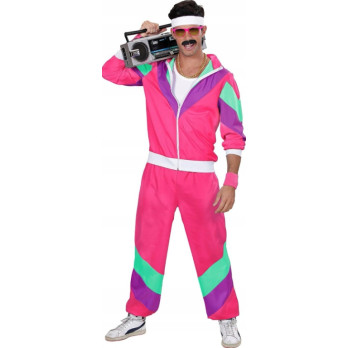 STRÓJ DRES RÓŻOWY RETRO DRESY LATA 70 80 KOSTIUM DISCO PRZEBRANIE XXL