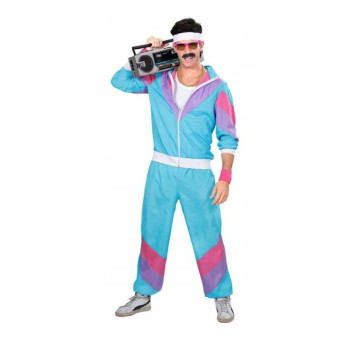 STRÓJ DRES NIEBIESKI RETRO DRESY LATA 70 80 KOSTIUM DISCO PRZEBRANIE XL